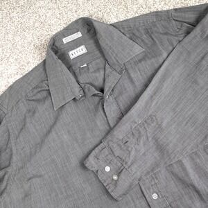 Ketch‎ Mens Charcoal Gray Textured Button Down Shirt Size 18 34/35 Long Sleeve